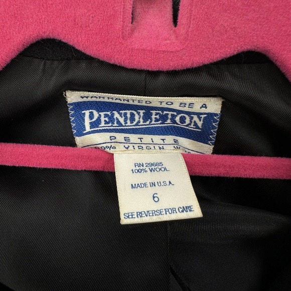 Pendleton 100% Virgin Wool Blazer Jacket SZ 6 Black Double Breasted Gold Buttons - Picture 10 of 14